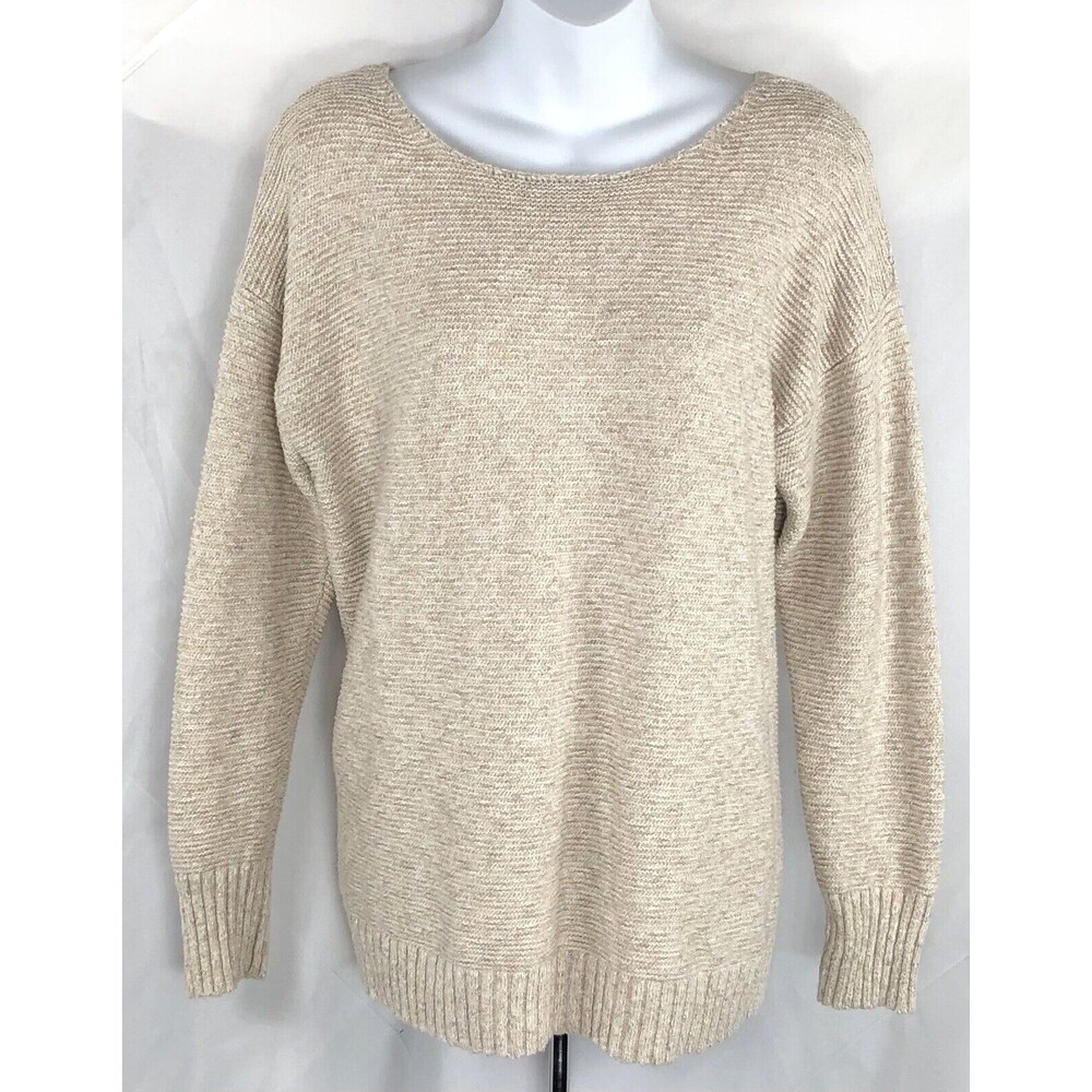 American Eagle pullover sweater M tan beige strappy laced back long sleeve